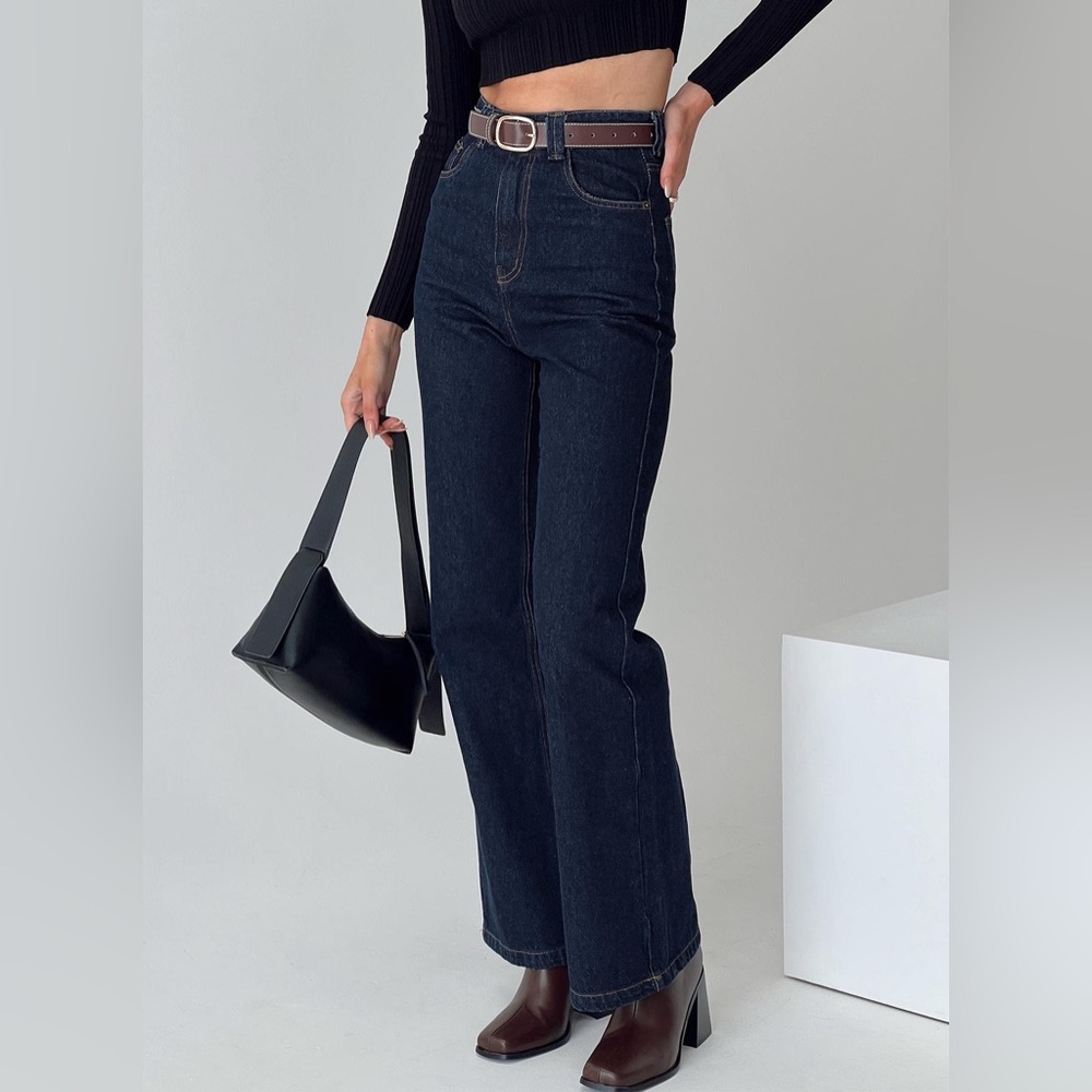 Princess Polly Zephee Wide Leg Jeans Dark Wash US size 6 NWT